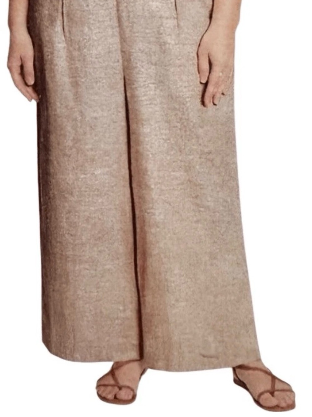 Ella Moss Neutral Wide-Leg Pull-On Pants in Light Taupe